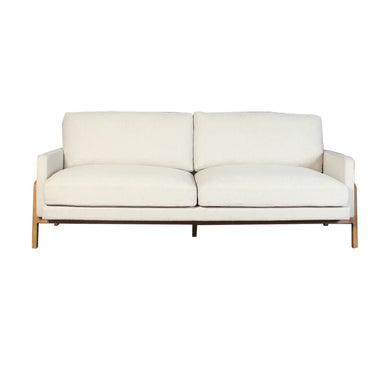 Chic Nordic 3-Seat Oak Frame Sofa, Plush Linen Upholstery for Modern Living