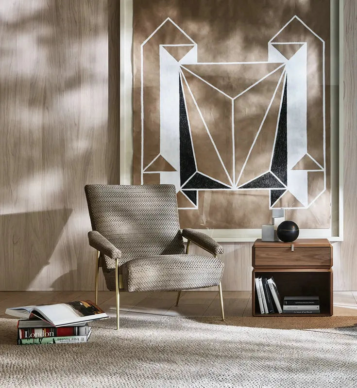 Minimalist Walnut Solid Wood Swivel Bedside Nightstand with Single Drawer