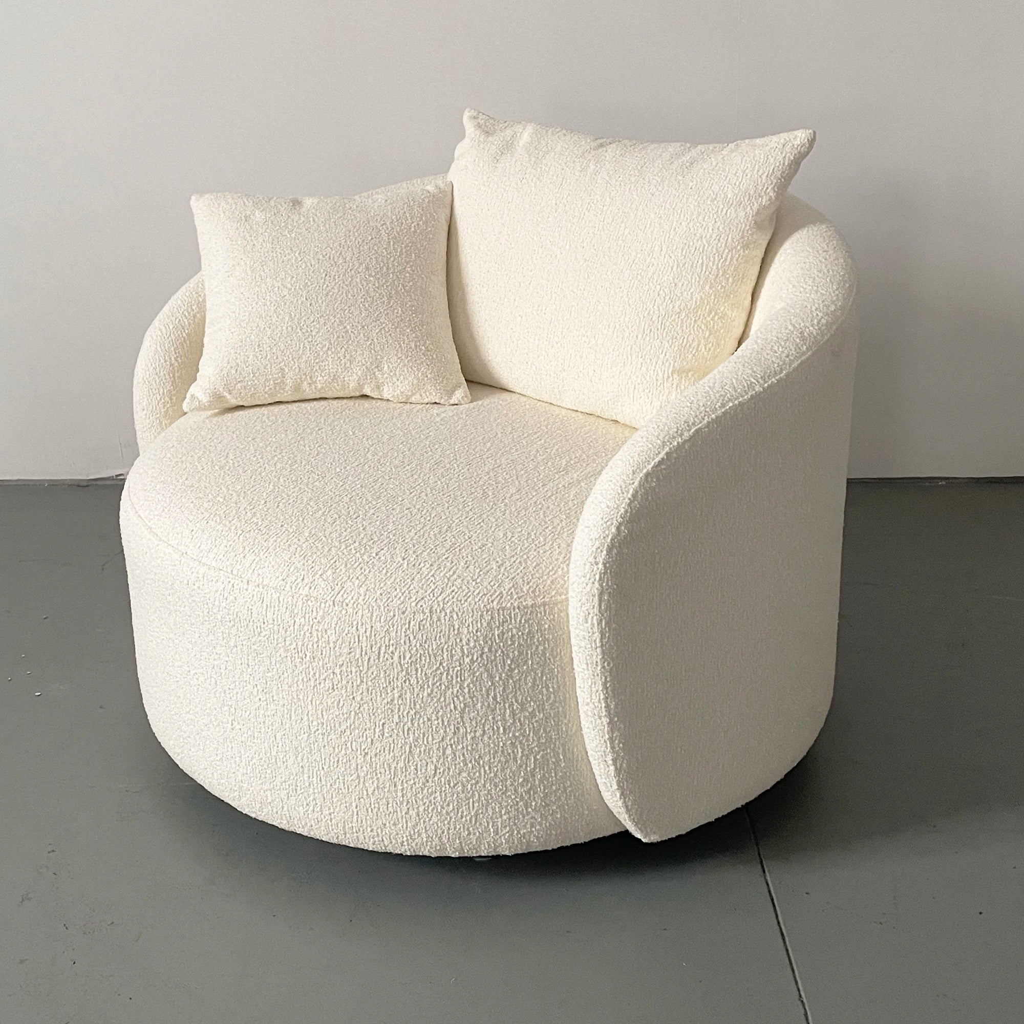 Modern White Boucle Swivel Lounge Chair for Living Room Chic Comfort