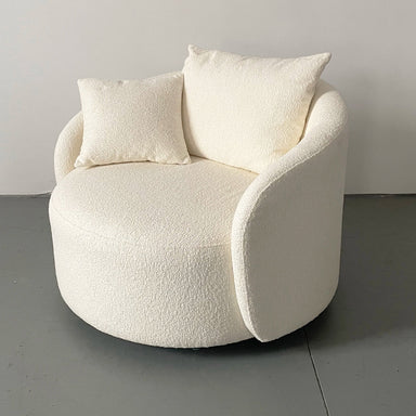 Modern White Boucle Swivel Lounge Chair for Living Room Chic Comfort