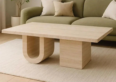 Elegant Natural Travertine Coffee Table for Modern Living Spaces, Unique Stone Design