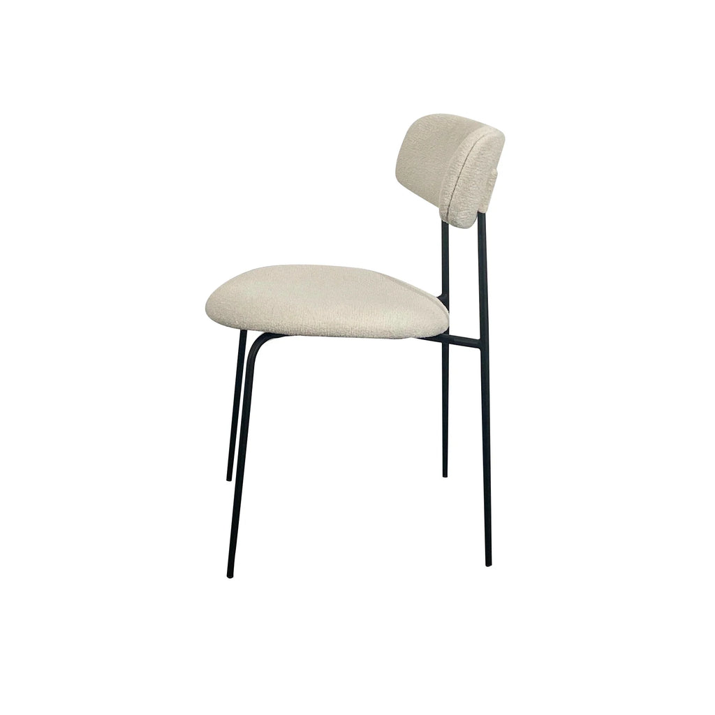 Chic Matte Black Metal Boucle Dining Chair: Modern Upholstered Side Seating