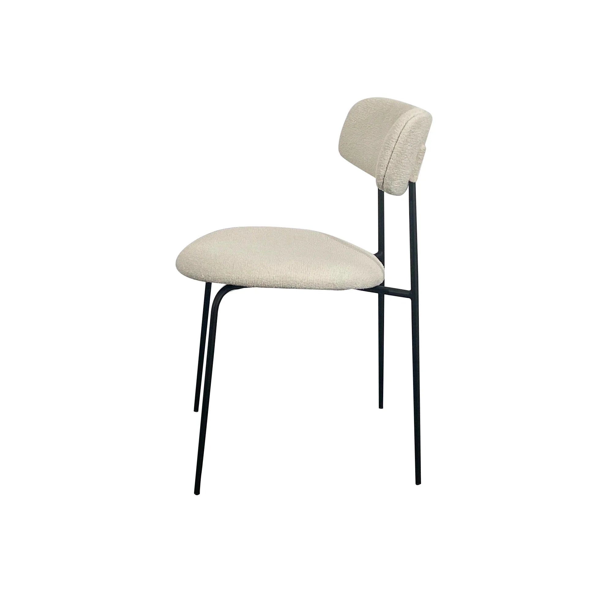 Chic Matte Black Metal Boucle Dining Chair: Modern Upholstered Side Seating