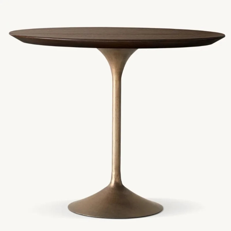 Luxurious American Solid Wood Round Dining Table - Custom Villa Hotel Furniture