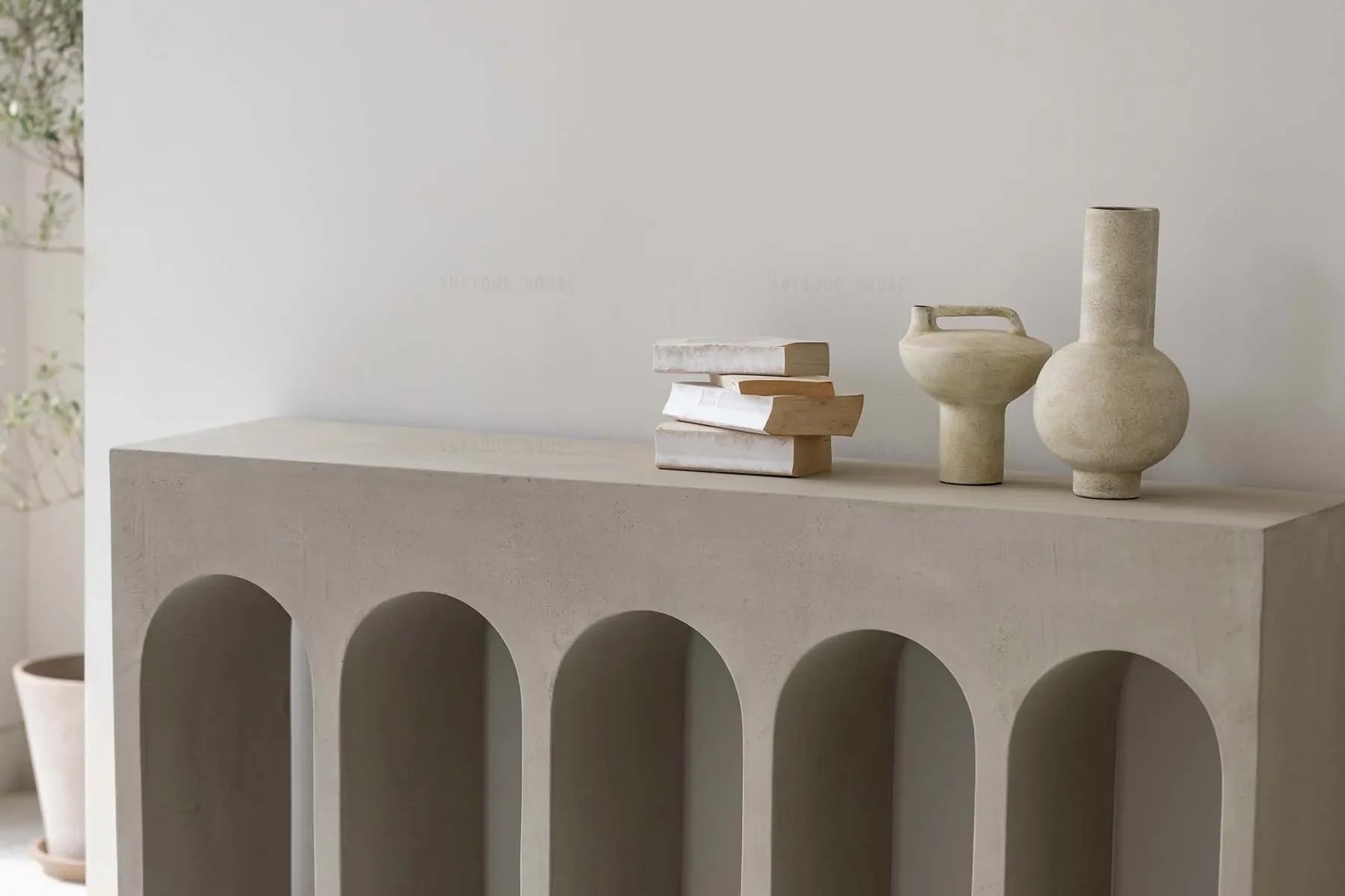 Modern Concrete Console Table - Japandi Nordic Minimalist Living Room Entryway Furniture