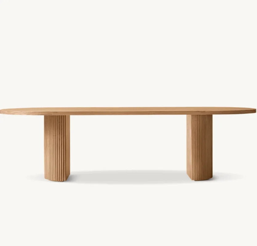 Elegant Oval Solid Wood Dining Table - Custom American Farmhouse Style Kitchen Furniture