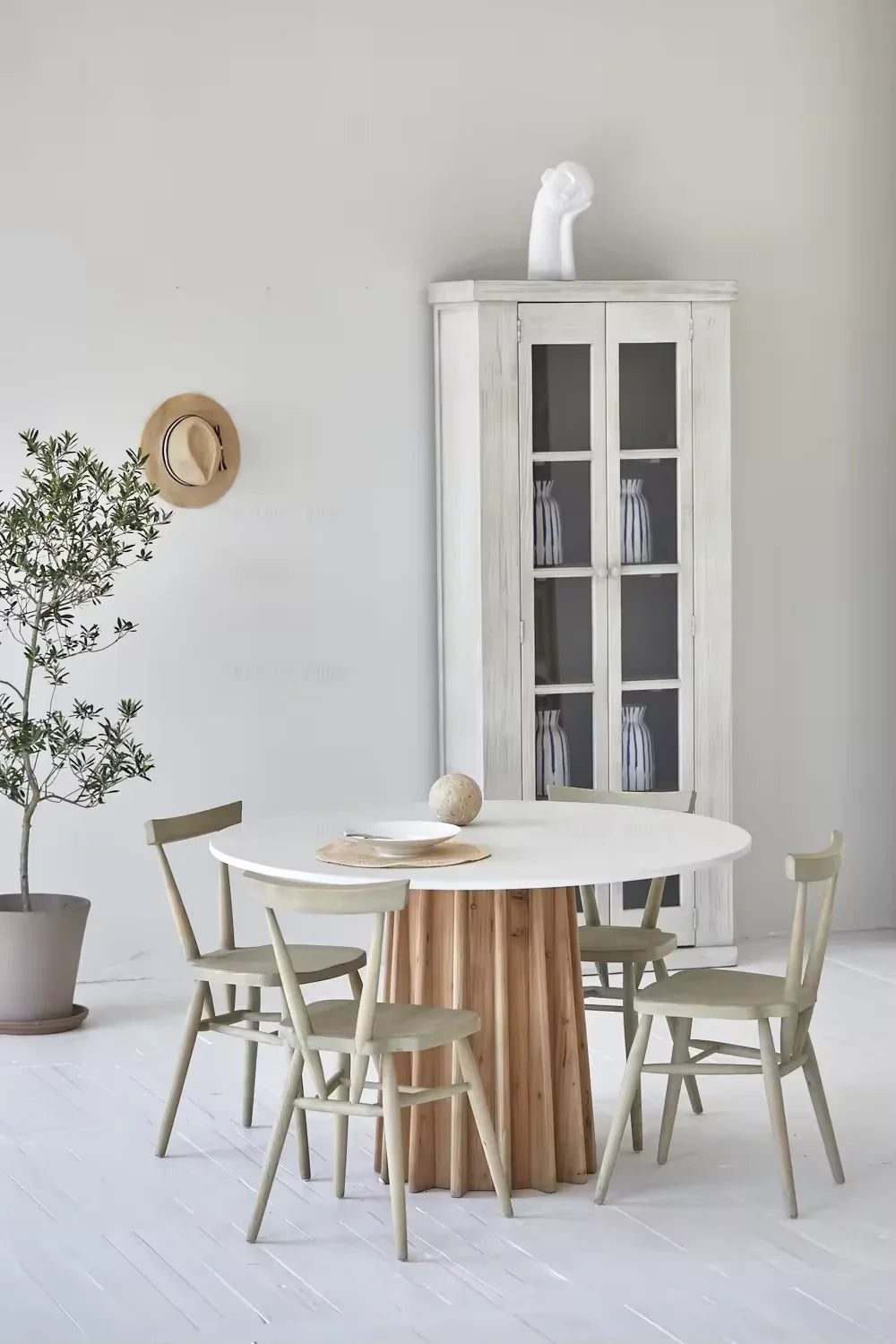 Nordic Heritage Wabi Sabi Concrete Pine Dining Table for Kitchen & Dining