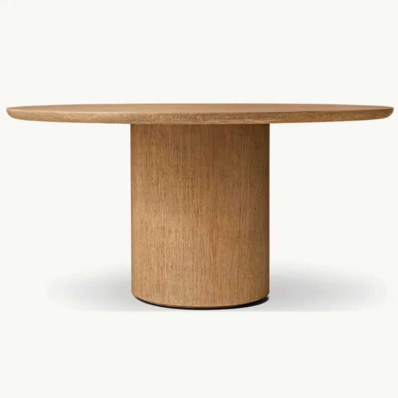 Elegant Modern Round Dining Table Durable Solid Wood Veneer Customizable Sizes