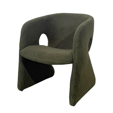 Modern Green Wool Dining Chair with Metal Legs, Gentle Slope Back Design