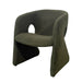 Modern Green Wool Dining Chair with Metal Legs, Gentle Slope Back Design
