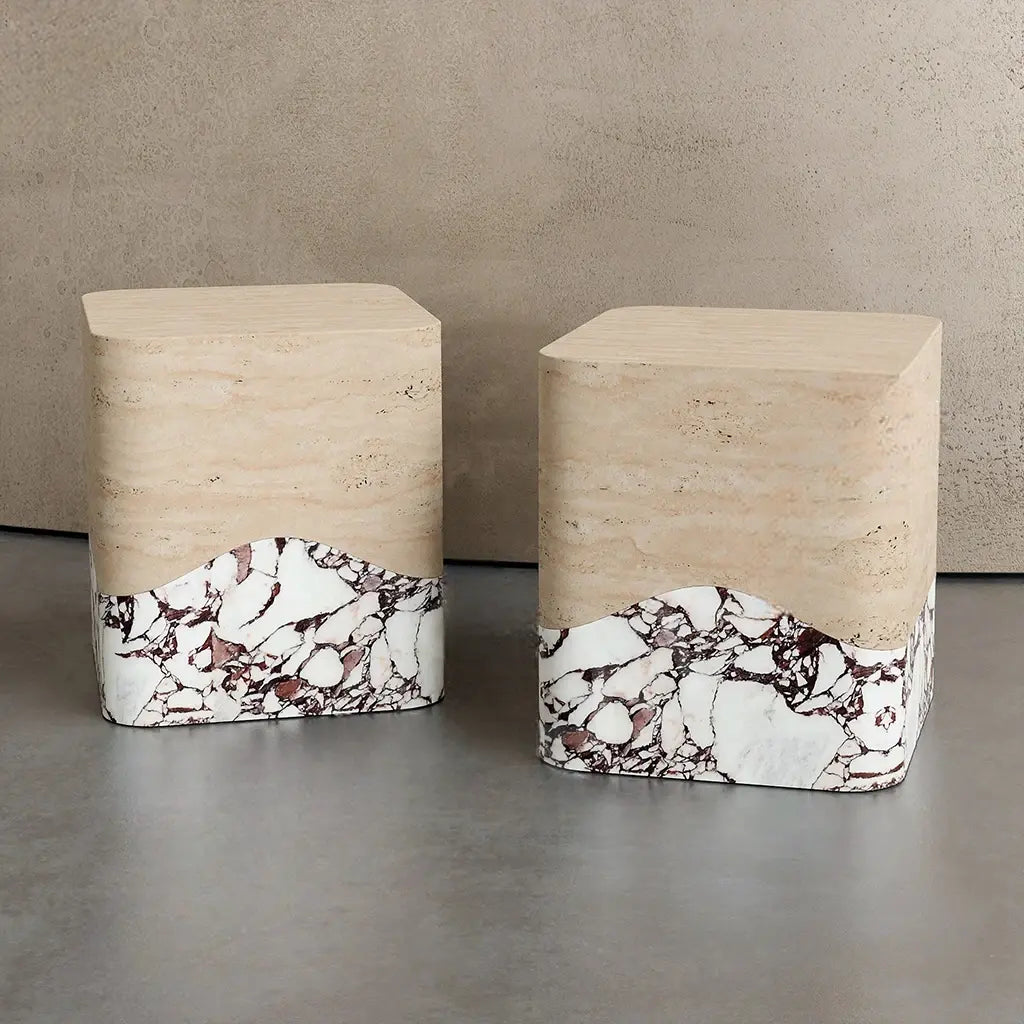 Yvonne Natural Marble Cube Table Home Decor