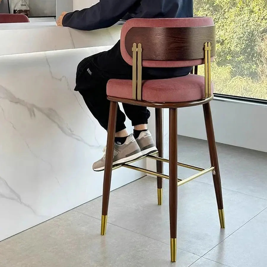 Luxurious Nordic Modern Wooden Bar Stool for Kitchen & Commercial Spaces