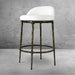 Vintage White Faux Leather Swivel Counter Stool with Brass Accents Barstool