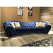 Modern Classic Navy Blue Velvet Tufted 3-Seater Corner Sofa