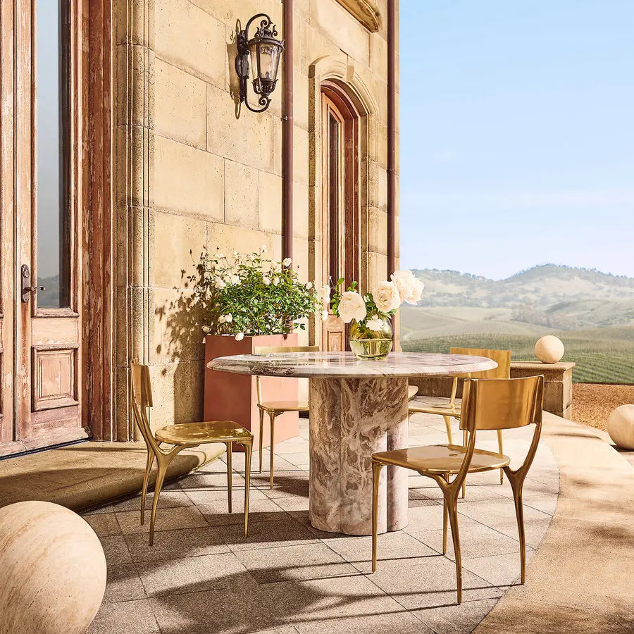 Luxury 54-inch Round Italian Natural Marble Dining Table with Lazy Susan