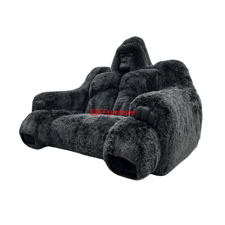King Kong Gorilla Faux Fur Sectional Sofa Couch with Hands & Toes