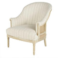 Elegant French Antique Oak Wood Linen Leisure Armchair for Living Room