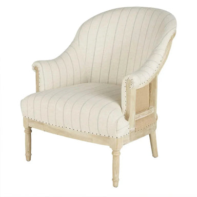 Elegant French Antique Oak Wood Linen Leisure Armchair for Living Room