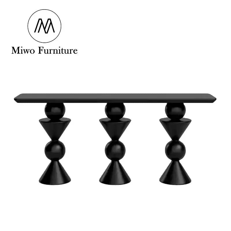 Modern Wabi-Sabi Black Solid Wood Entrance Hallway Console Table