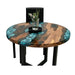 Artisan Epoxy River Round Dining Table, Solid Wood Slab Cafe Kitchen Furniture