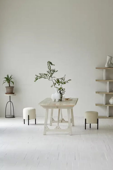 Modern Japanese Wabi Sabi Solid Wood Dining Table, Space-Saving Foldable Design