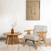 Chic Oak Wood Lounge Chair, Linen Upholstered Recliner for Modern Living Room