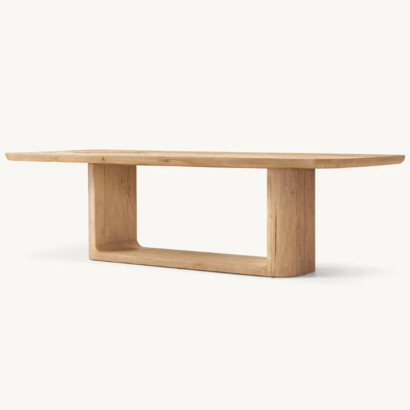 Rustic Solid Oak Wood Dining Table for Home & Restaurant, Customizable