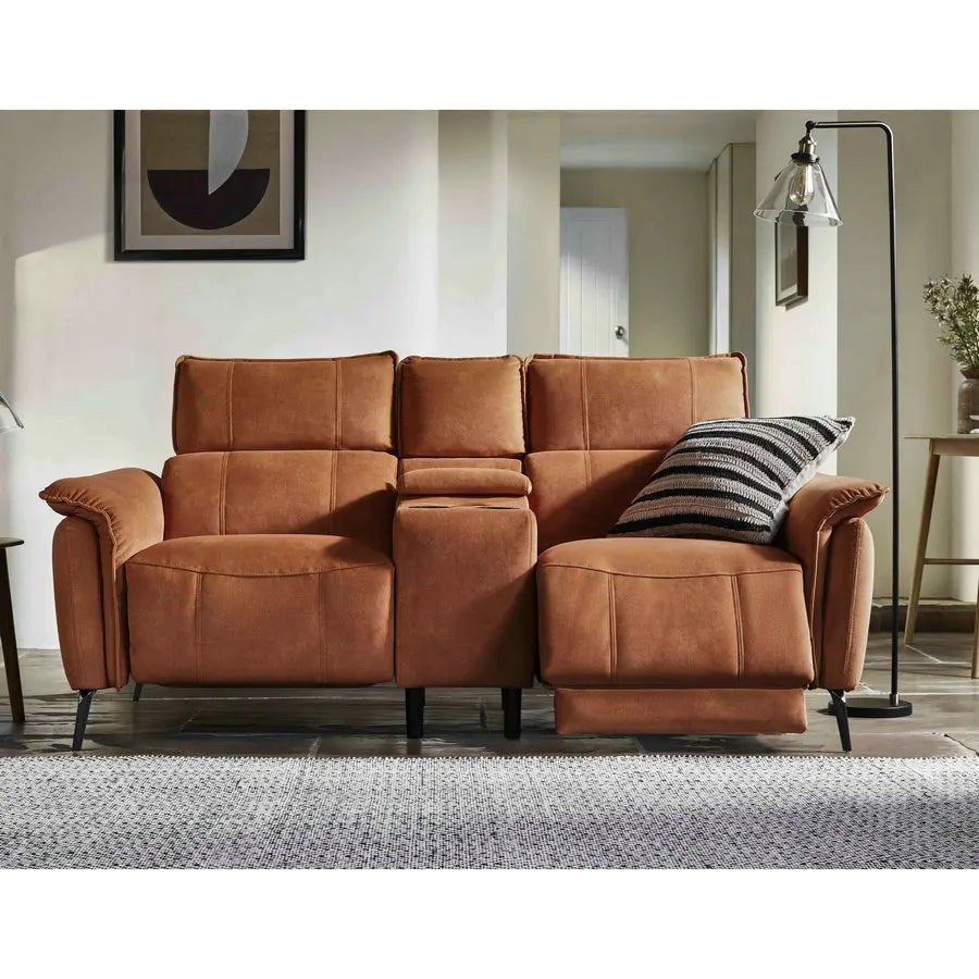 2-Seater Power Recliner Sofa with Smart Console, USB, Cupholders