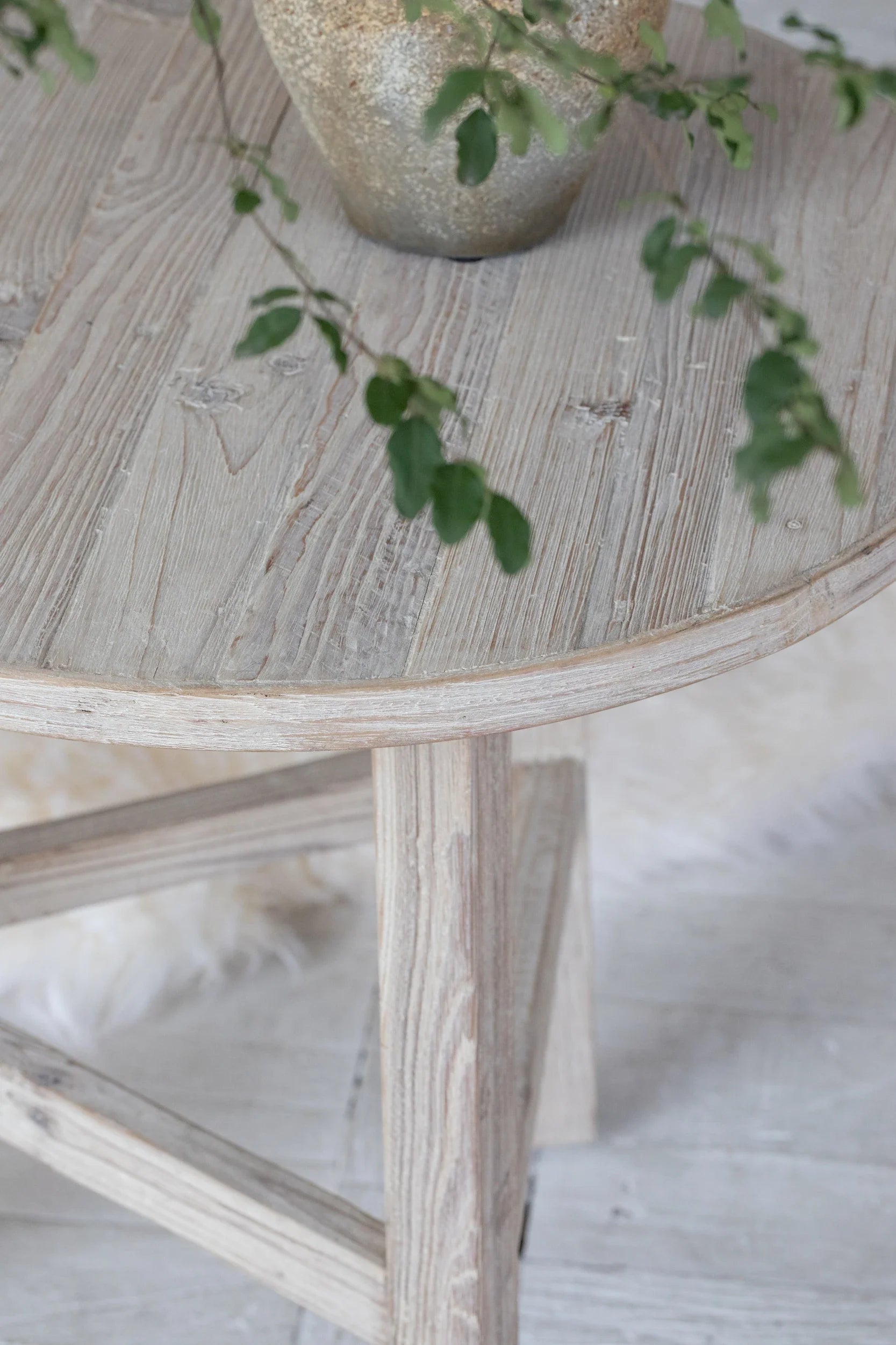 French Chic Minimal Recycled Solid Wood Accent Table - SD Grey White