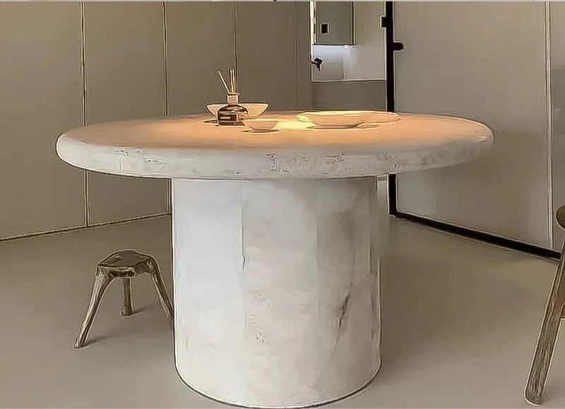Elegant Round Travertine Dining Table for Modern Contemporary Home Decor