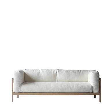 Modern Minimalist White Linen Sofa - Solid Wood Frame Living Room Furniture