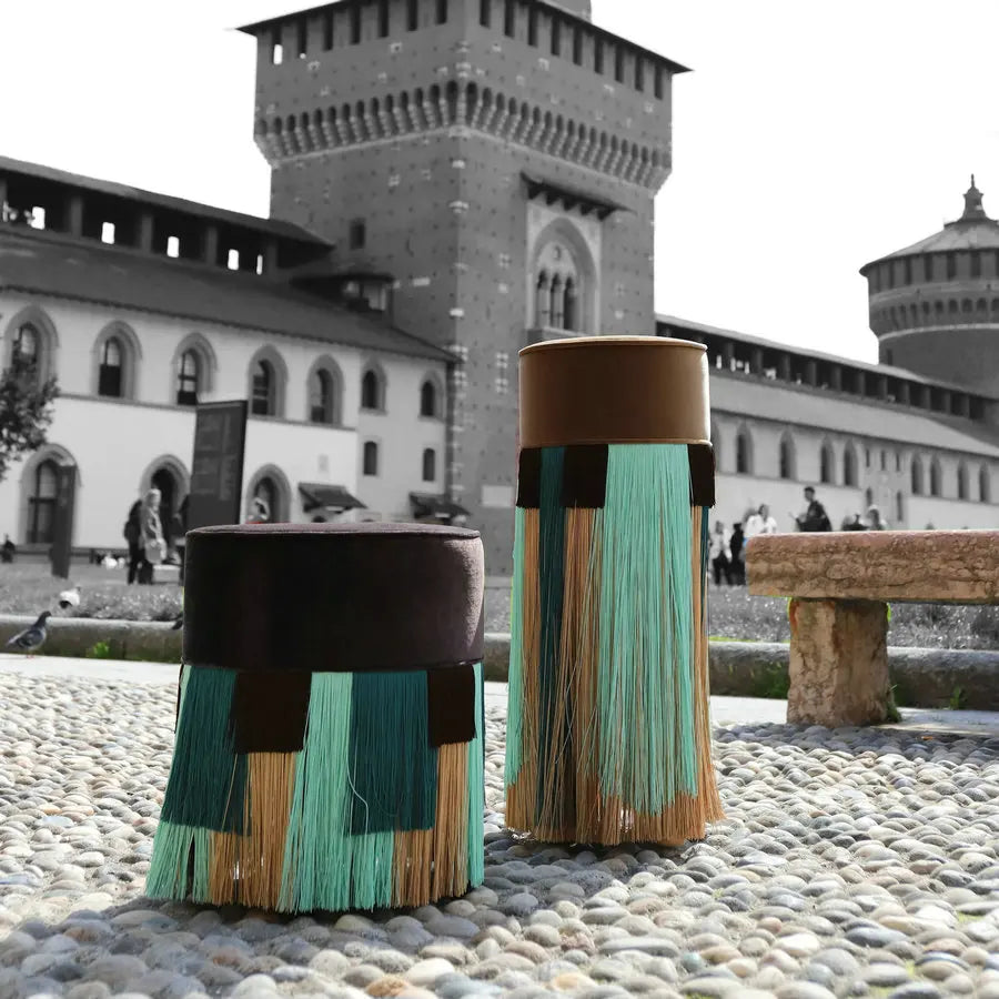 Elegant Velvet Fringed Counter Height Bar Stool with Tassels