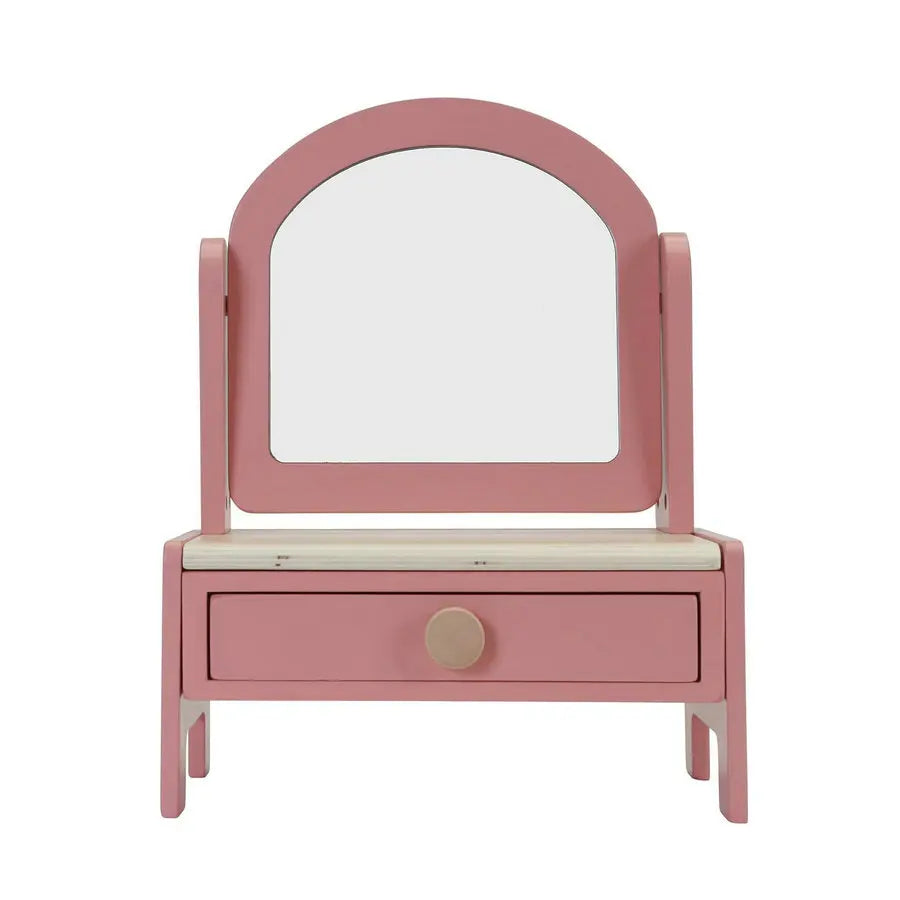 Pink Princess Wooden Vanity Table with Mirror & Stool Set