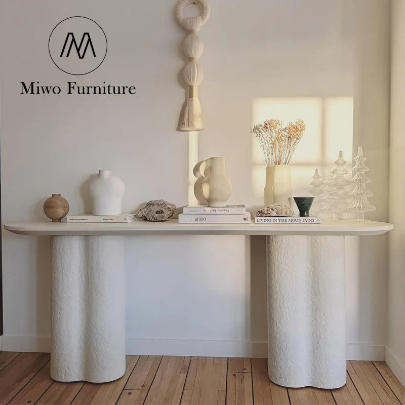 Minimalist White Solid Wood Entryway 160cm Console Table