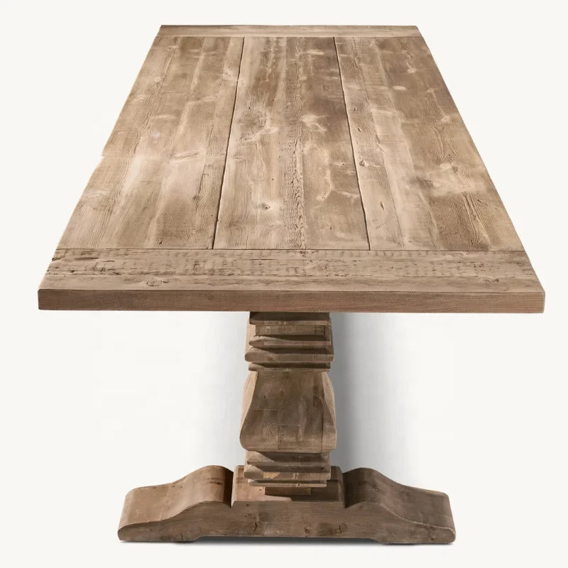 Rustic Solid Wood American Country Rectangular Dining Table - Customizable Farmhouse Style