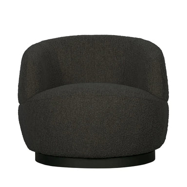 Black Boucle Swivel Armchair: Modern Metal Leg Rotation Lounge Chair