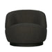 Black Boucle Swivel Armchair: Modern Metal Leg Rotation Lounge Chair