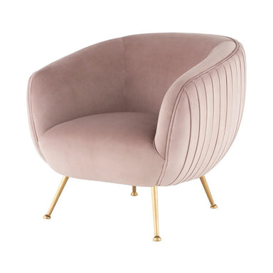 Luxurious Blush Velvet Sofia Accent Chair, Modern Stainless Steel Leisure Living Room