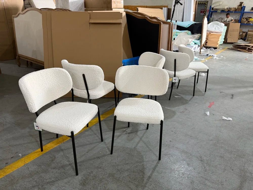Modern Upholstered Curved Back Dining Side Chair with Sturdy Metal Legs