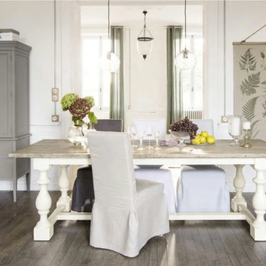 Elegant French Country Farmhouse Solid Oak Wood Dining Table, 8 Seater