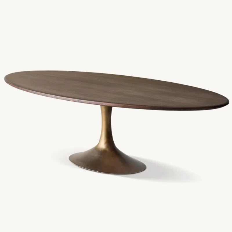 Elegant Oval Dining Table, Solid Wood Veneer, Custom Sizes, Modern Farmhouse Style