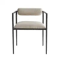 Modern Forged Metal Dining Chair: Pewter Frame, Linen Upholstery