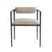 Modern Forged Metal Dining Chair: Pewter Frame, Linen Upholstery