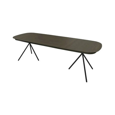 Modern Extendable Dining Table: Matte White Lacquer, Oak Veneer Top, Metal Base