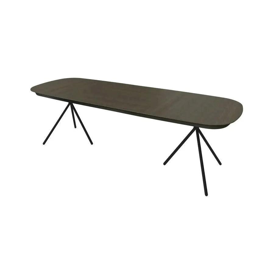 Modern Extendable Dining Table: Matte White Lacquer, Oak Veneer Top, Metal Base