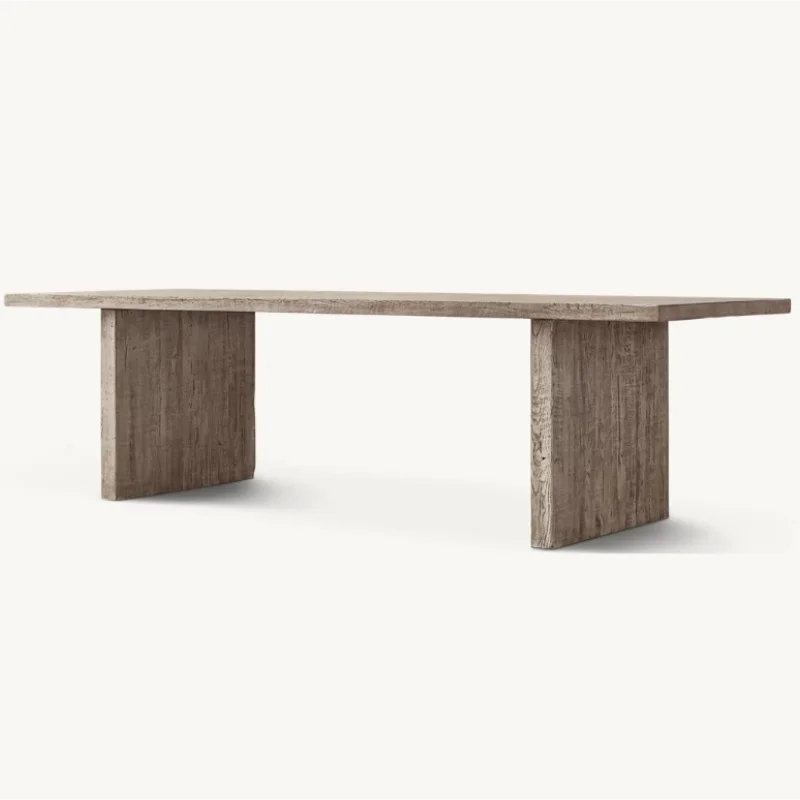 Rustic American Oak Solid Wood Dining Table - Customizable for Home, Hotel, Club