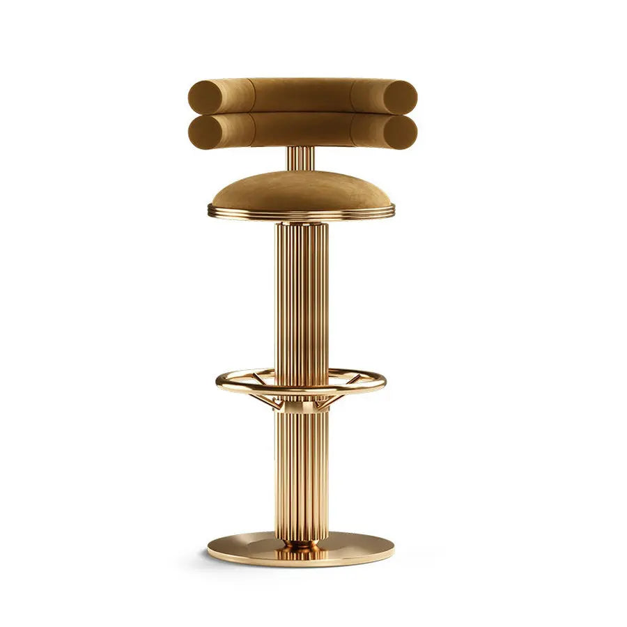 Luxury Modern Velvet Bar Stool with Stainless Steel Footrest