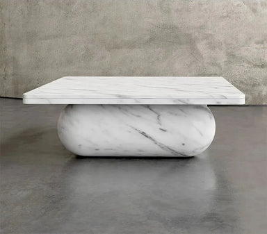Elegant Carrara White Marble Rectangle Coffee Table for Modern Living Spaces