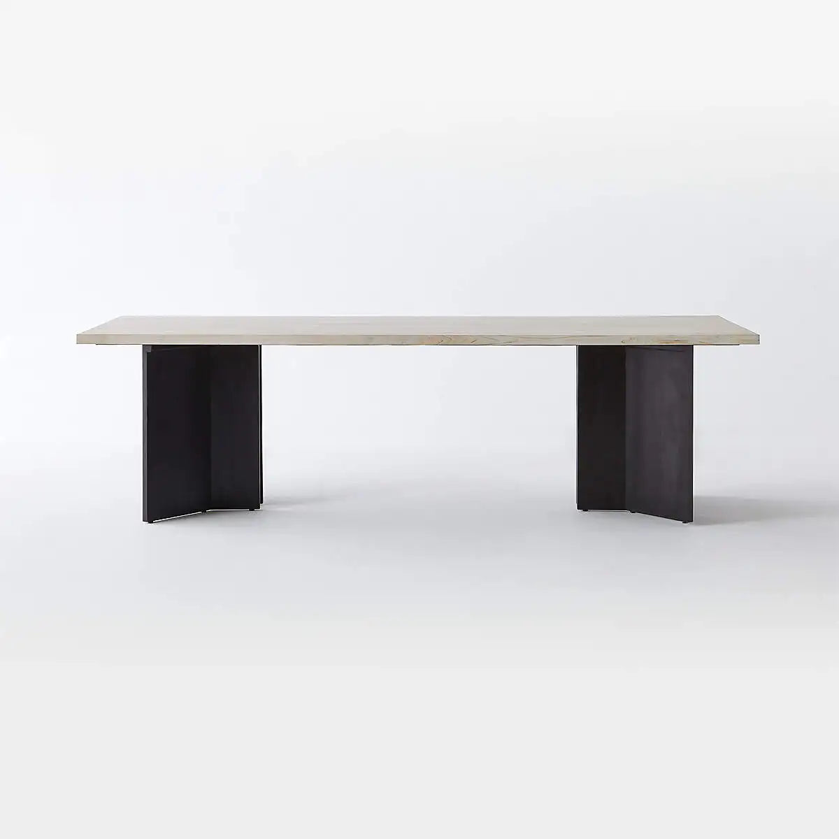 Nordic Wash Top Solid Wood Dining Table, Modern Black Legs, 8-10 Seater