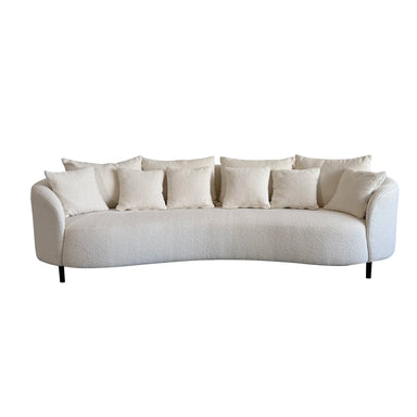 Modern Curved Boucle 3-Seater Sofa with Elegant Black Metal Legs